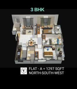 Image of 1297 Sq.ft 3 BHK Apartment / Flat for sale in Lake Town, Kolkata for Rs. 7200000