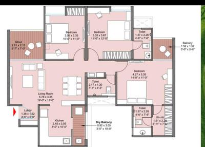 Image of 1500 Sq.ft 3 BHK Apartment / Flat for sale in Punawale, Pune for Rs. 12500000
