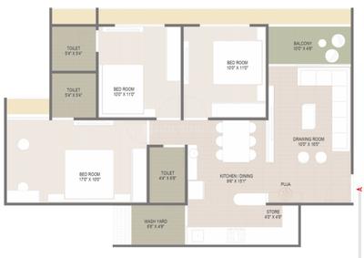 Image of 1700 Sq.ft 3 BHK Apartment / Flat for sale in Ivan Elara, Shela, Ahmedabad for Rs. 7000000