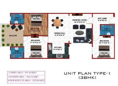 Image of 1125 Sq.ft 3 BHK Apartment / Flat for sale in Matiyari, Lucknow for Rs. 5000000