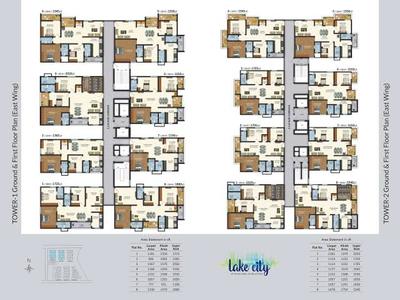 Image of 1245 Sq.ft 2 BHK Apartment / Flat for sale in Vasavi Lake City, Hafeezpet, Hyderabad for Rs. 10458000