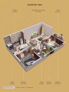 Image of 1185 Sq.ft 2 BHK Apartment / Flat for sale in Omkar Nagar, Nagpur for Rs. 4840000