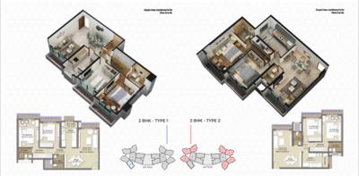 Floor Plan Image of 1150 Sq.ft 2 BHK Apartment / Flat for sale in Sonam Indradhanush, Mira Road East Mira Bhayandar for Rs. 13300000