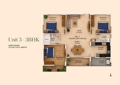 Image of 1835 Sq.ft 3 BHK Apartment / Flat for sale in Kalkere, Bengaluru for Rs. 17432500