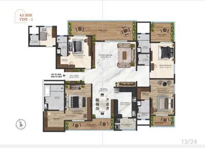 Floor Plan Image of 4190 Sq.ft 4 BHK Apartment / Flat for sale in Ramdaspeth Nagpur for Rs. 52500000