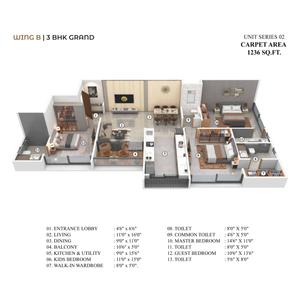 Image of 1650 Sq.ft 3 BHK Apartment / Flat for sale in Twilight, Balewadi, Pune for Rs. 17800000