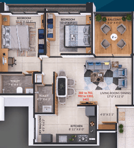 Image of 1041 Sq.ft 2 BHK Apartment / Flat for sale in Sankalp Alyssum, Moshi, Pune for Rs. 5300000