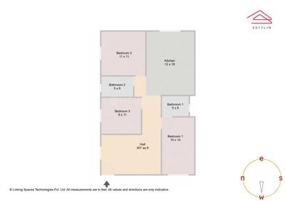 Image of 1165 Sq.ft 3 BHK Apartment / Flat for sale in Jakkur, Bengaluru for Rs. 8700000