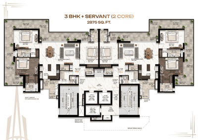 Image of 2425 Sq.ft 3 BHK Apartment / Flat for sale in Banson Ananda Crown, Sector 78, Mohali for Rs. 26675000