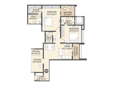 Image of 1070 Sq.ft 2 BHK Apartment / Flat for sale in Silver Meteor, Tathawade, Pune for Rs. 8000000
