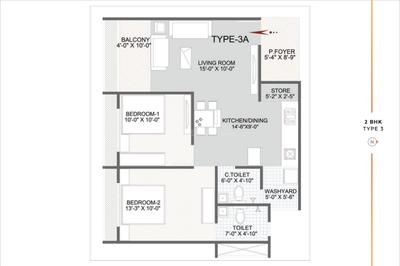 Image of 1377 Sq.ft 2 BHK Apartment / Flat for sale in Jagatpur, Ahmedabad for Rs. 5800000