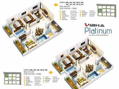 Image of 1404 Sq.ft 3 BHK Apartment / Flat for sale in NRI Layout, Bengaluru for Rs. 10108800