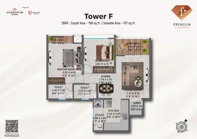 Image of 1197 Sq.ft 2 BHK Apartment / Flat for sale in F Premium, Tathawade, Pune for Rs. 9700000
