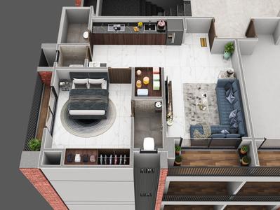 Floor Plan Image of 844 Sq.ft 1 BHK Apartment / Flat for sale in Jahangirabad Surat for Rs. 2911000
