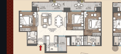 Floor Plan Image of 2040 Sq.ft 3 BHK Apartment / Flat for sale in Sector 37D Gurgaon for Rs. 34500000
