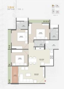 Floor Plan Image of 1800 Sq.ft 3 BHK Apartment / Flat for sale in Shyam Soham, Chandkheda Ahmedabad for Rs. 8100000