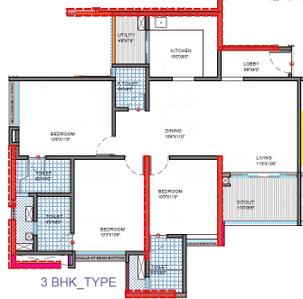 Image of 1262 Sq.ft 2 BHK Apartment / Flat for sale in Ultimus, Wakad, Pune for Rs. 11000000