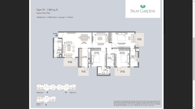 Image of 1899 Sq.ft 3 BHK Apartment / Flat for sale in Emaar Palm Gardens, Sector 83, Gurgaon for Rs. 25000000