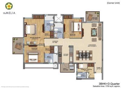 Image of 1845 Sq.ft 3 BHK Apartment / Flat for sale in Sector 35, Sohna for Rs. 18000000