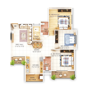 Image of 1450 Sq.ft 3 BHK Apartment / Flat for sale in Besa, Nagpur for Rs. 5300000