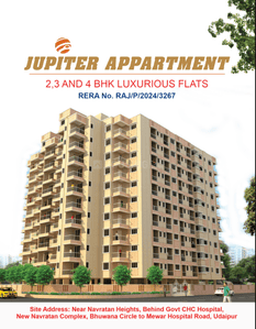 Image of 1960 Sq.ft 3 BHK Apartment / Flat for sale in Navratna Complex, Udaipur for Rs. 8100000