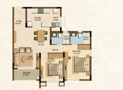 Image of 1210 Sq.ft 2 BHK Apartment / Flat for sale in Brigade Golden Triangle, Sannatammanahalli, Bengaluru for Rs. 16700000