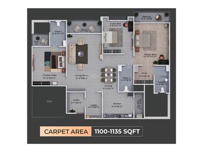 Image of 990 Sq.ft 2 BHK Apartment / Flat for sale in KP Supernova, Mohammed Wadi, Pune for Rs. 7500000