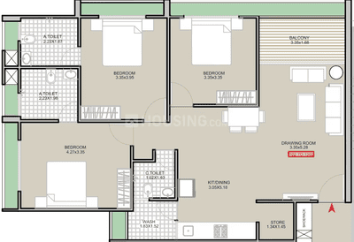 Image of 2115 Sq.ft 3 BHK Apartment / Flat for sale in Shivansh Arianna, Sargasan, Gandhinagar for Rs. 7700000