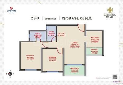 Image of 1052 Sq.ft 2 BHK Apartment / Flat for sale in Eisha 33 Central Avenue, Tathawade, Pune for Rs. 8300000