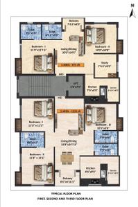 Floor Plan Image of 975 Sq.ft 2.5 BHK Apartment / Flat for sale in Madipakkam Chennai for Rs. 7950100
