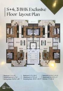 Image of 2025 Sq.ft 3 BHK Apartment / Flat for sale in Nagla, Zirakpur for Rs. 9890000