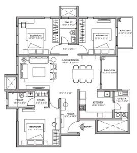 Image of 1273 Sq.ft 3 BHK Apartment / Flat for sale in 22 And Crest, Yeswanthpur, Bengaluru for Rs. 25000000