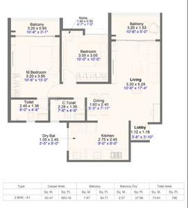 Image of 1084 Sq.ft 2 BHK Apartment / Flat for sale in Tathawade, Pune for Rs. 9200000