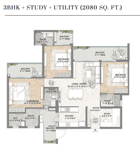 Image of 2060 Sq.ft 3 BHK Apartment / Flat for sale in M3M Crown, Sector 111, Gurgaon for Rs. 32200000