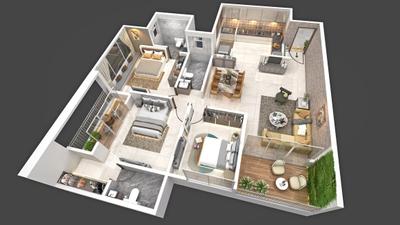 Image of 1297 Sq.ft 2 BHK Apartment / Flat for sale in Millennium Samriddhi, Punawale, Pune for Rs. 8400000