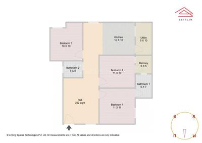 Image of 1235 Sq.ft 3 BHK Apartment / Flat for sale in Mallathahalli, Bengaluru for Rs. 6800000