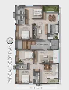 Floor Plan Image of 1175 Sq.ft 2 BHK Apartment / Flat for sale in Pothinamallayya Palem Visakhapatnam for Rs. 5550000