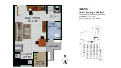 Image of 1086 Sq.ft 3 BHK Apartment / Flat for sale in The World of Joy, Siruseri, Chennai for Rs. 7300000