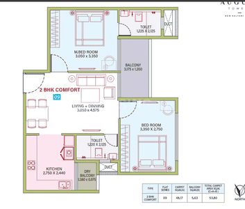 Image of 1242 Sq.ft 3 BHK Apartment / Flat for sale in Bramhacorp August Towers, Wadgaon Sheri, Pune for Rs. 11000000
