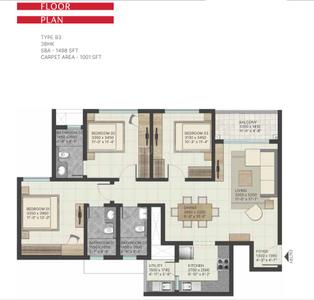 Image of 1499 Sq.ft 3 BHK Apartment / Flat for sale in Sobha Manhattan Towers Town Park Phase 1 W 4 And 5 by Sobha Limited, Yadavanahalli, Bengaluru for Rs. 21070000