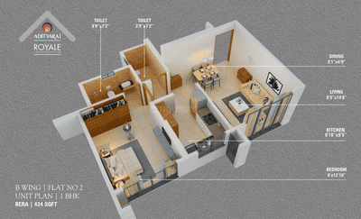 Image of 519 Sq.ft 2 BHK Apartment / Flat for sale in Adityaraj Royale, Vikhroli East, Mumbai for Rs. 14000000