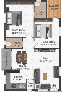 Image of 1270 Sq.ft 2 BHK Apartment / Flat for sale in KSKN Happy Nest, Ameenpur, Sangareddy for Rs. 5715000