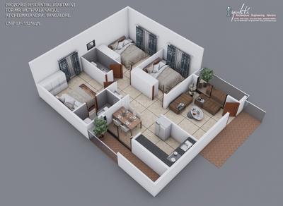 Floor Plan Image of 1110 Sq.ft 2 BHK Apartment / Flat for sale in Cheemasandra Bengaluru for Rs. 6100000