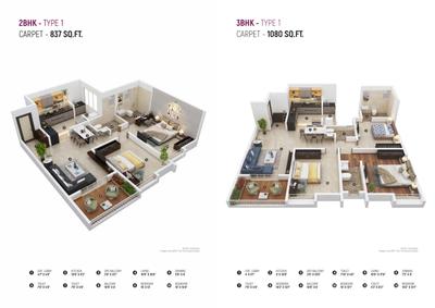 Image of 1132 Sq.ft 2 BHK Apartment / Flat for sale in Divine Garden, Lohegaon, Pune for Rs. 6950000
