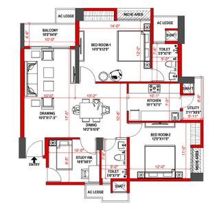Image of 1152 Sq.ft 2 BHK Apartment / Flat for sale in Z Padmanabha, Pahala, Bhubaneswar for Rs. 13411125