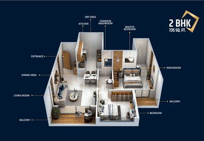 Image of 1040 Sq.ft 2 BHK Apartment / Flat for sale in Meriton Heights, Mamurdi, Pune for Rs. 8000000