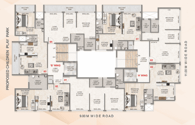 Floor Plan Image of 715 Sq.ft 1 BHK Apartment / Flat for sale in Ulwe Navi Mumbai for Rs. 5800000