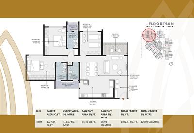 Image of 1650 Sq.ft 3 BHK Apartment / Flat for sale in Malpani Soul Strings Wing C, Pashan, Pune for Rs. 24000000