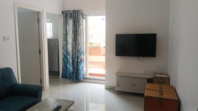 Living Room Image of 750 Sq.ft 1 BHK Apartment / Flat for rent in Thanisandra Bengaluru for Rs. 27000