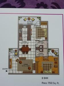 Floor Plan Image of 1151 Sq.ft 2 BHK Apartment / Flat for sale in Terra Heritage, Sector 51 Bhiwadi for Rs. 3850000